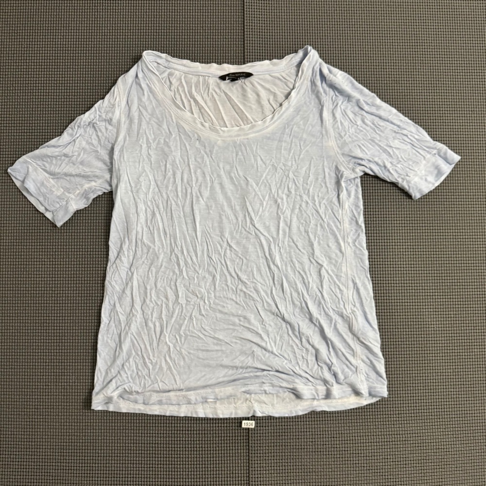 Banana Republic Women Light Blue Scoop Neck Short Sleeve T-Shirt Size M